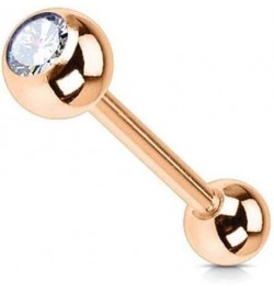 14 Gauge Barbell Tongue Ring Anodized Rose Gold Titanium with Jewel $9.45 Body Jewelry