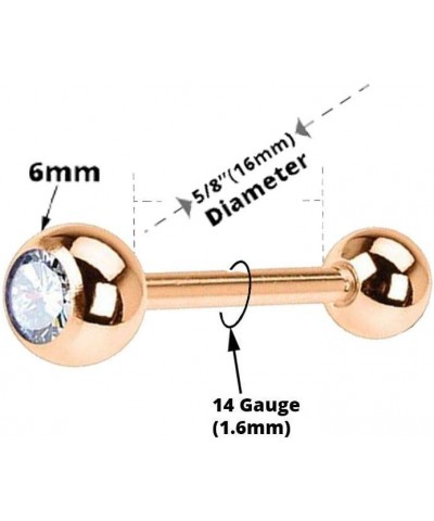 14 Gauge Barbell Tongue Ring Anodized Rose Gold Titanium with Jewel $9.45 Body Jewelry