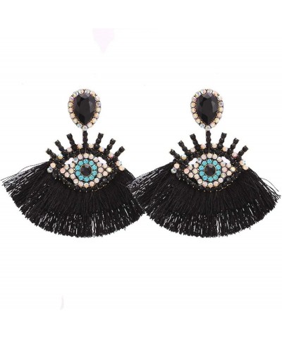 Boho Fashion Dangle Tassel Earrings For Women Geometric Fringed Multicolor Drop Earrings Wedding Party Girl Gifts Black $6.27...