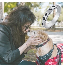 Spinner Ring for Women Anxiety Relief - 4mm width Carved moon star and Puppy Pet Lovers Paw Print Ring Stainless Steel Fidget...