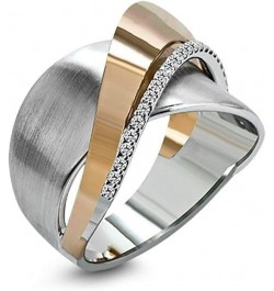 Fashion Women's Charm Rings Two-Tone Bow Cross Ring for Birthday Valentine's Day(Size 8) Size 7 $5.83 Rings