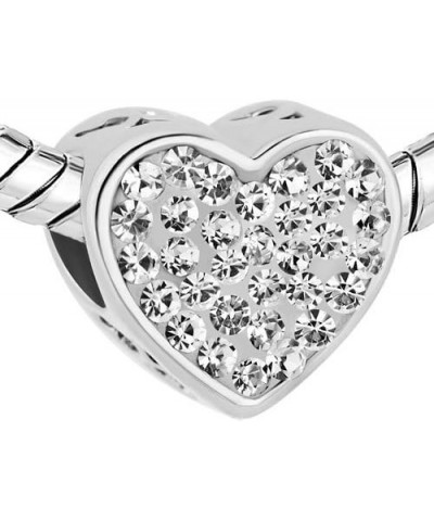 LuckyJewelry Heart I Love You Charms Swarovski Element Birthstone Crystal Sale Cheap Beads Fit Bracelet White $12.17 Bracelets