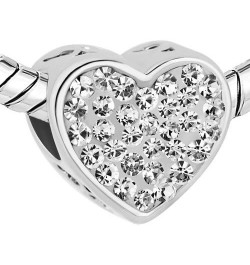 LuckyJewelry Heart I Love You Charms Swarovski Element Birthstone Crystal Sale Cheap Beads Fit Bracelet White $12.17 Bracelets