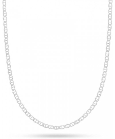 925 Sterling Silver 2mm, 3mm, 3.5mm, 5.5mm Flat Mariner/Marina Link Chain Necklace 18 Inches 3MM $16.00 Necklaces