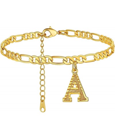 Anklets With Initials for Women, Personalized 4.5MM Gold Figaro Chain Letter Ankle Bracelets Summer Jewelry, 22-27cm Length A...