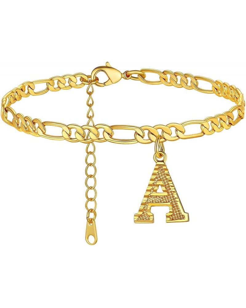 Anklets With Initials for Women, Personalized 4.5MM Gold Figaro Chain Letter Ankle Bracelets Summer Jewelry, 22-27cm Length A...