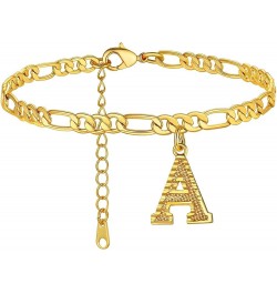 Anklets With Initials for Women, Personalized 4.5MM Gold Figaro Chain Letter Ankle Bracelets Summer Jewelry, 22-27cm Length A...