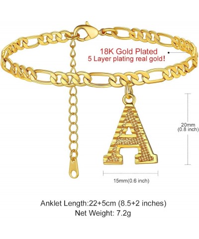 Anklets With Initials for Women, Personalized 4.5MM Gold Figaro Chain Letter Ankle Bracelets Summer Jewelry, 22-27cm Length A...