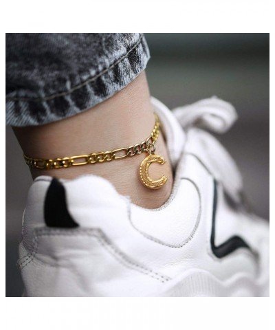 Anklets With Initials for Women, Personalized 4.5MM Gold Figaro Chain Letter Ankle Bracelets Summer Jewelry, 22-27cm Length A...