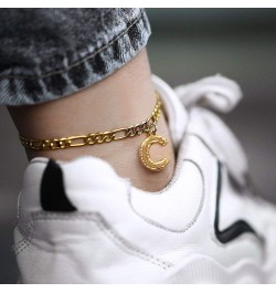 Anklets With Initials for Women, Personalized 4.5MM Gold Figaro Chain Letter Ankle Bracelets Summer Jewelry, 22-27cm Length A...