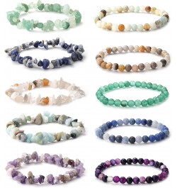 10PCS Natural Gemstone Bead Bracelets for Men Women Semi-precious Beaded Bracelets Chakra Crystal Healing Bracelets Irregular...