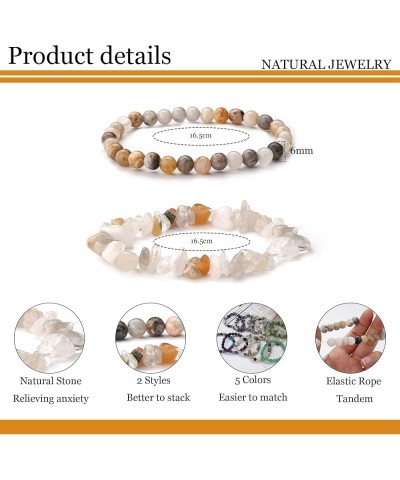 10PCS Natural Gemstone Bead Bracelets for Men Women Semi-precious Beaded Bracelets Chakra Crystal Healing Bracelets Irregular...