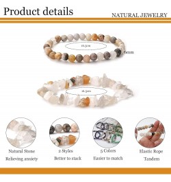 10PCS Natural Gemstone Bead Bracelets for Men Women Semi-precious Beaded Bracelets Chakra Crystal Healing Bracelets Irregular...