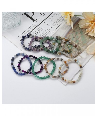 10PCS Natural Gemstone Bead Bracelets for Men Women Semi-precious Beaded Bracelets Chakra Crystal Healing Bracelets Irregular...