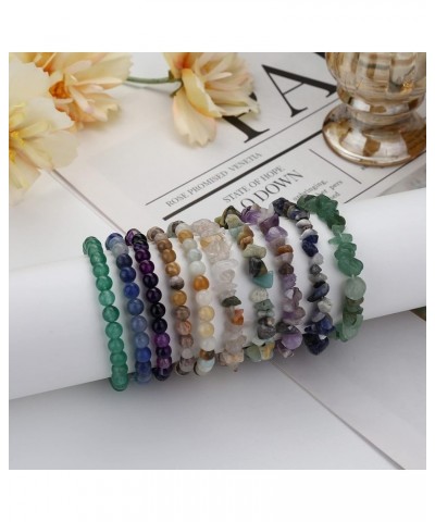 10PCS Natural Gemstone Bead Bracelets for Men Women Semi-precious Beaded Bracelets Chakra Crystal Healing Bracelets Irregular...