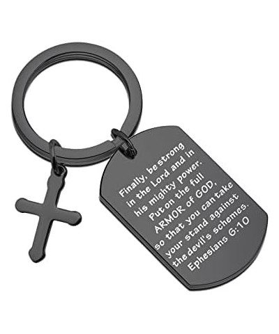 Christian Keychain Bible Verse Gifts Armor of God Cross Charm Ephesians 6:10 Religious Jewelry Confirmation Gifts Black $8.39...