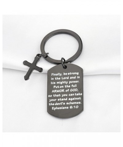 Christian Keychain Bible Verse Gifts Armor of God Cross Charm Ephesians 6:10 Religious Jewelry Confirmation Gifts Black $8.39...