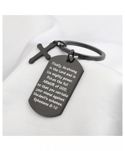 Christian Keychain Bible Verse Gifts Armor of God Cross Charm Ephesians 6:10 Religious Jewelry Confirmation Gifts Black $8.39...