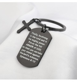 Christian Keychain Bible Verse Gifts Armor of God Cross Charm Ephesians 6:10 Religious Jewelry Confirmation Gifts Black $8.39...