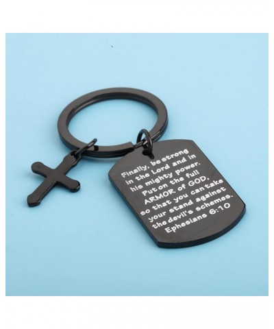 Christian Keychain Bible Verse Gifts Armor of God Cross Charm Ephesians 6:10 Religious Jewelry Confirmation Gifts Black $8.39...