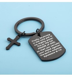 Christian Keychain Bible Verse Gifts Armor of God Cross Charm Ephesians 6:10 Religious Jewelry Confirmation Gifts Black $8.39...