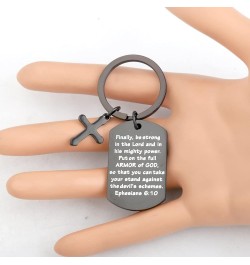 Christian Keychain Bible Verse Gifts Armor of God Cross Charm Ephesians 6:10 Religious Jewelry Confirmation Gifts Black $8.39...