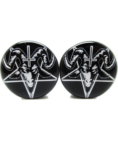 Brand NewPair Black Baphomet w/Pentagram & Cross Ear Plugs - Acrylic Screw-On - 10 Sizes 7/8" (22mm) $10.99 Body Jewelry