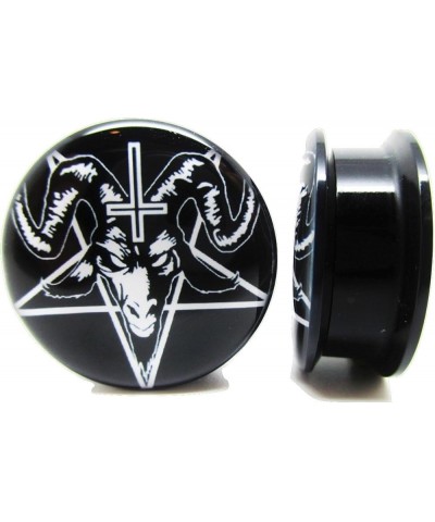 Brand NewPair Black Baphomet w/Pentagram & Cross Ear Plugs - Acrylic Screw-On - 10 Sizes 7/8" (22mm) $10.99 Body Jewelry