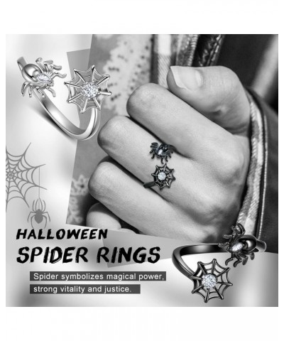 Halloween Spider Necklaces/Spider Web Dangle Earrings/Rings/Bracelets Silver/Black Gun Plated Tarantula Jewelry Set for Women...