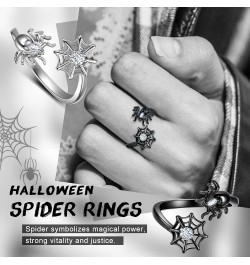 Halloween Spider Necklaces/Spider Web Dangle Earrings/Rings/Bracelets Silver/Black Gun Plated Tarantula Jewelry Set for Women...