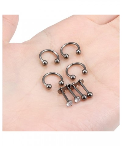 G23 Implant Grade Solid Titanium 16G Lip Rings Clear Diamond CZ Labret Studs Medusa Piercing Jewelry Horseshoe Ring Daith Ear...