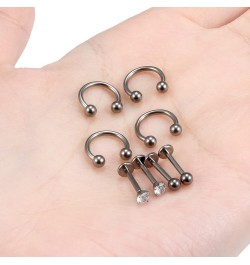 G23 Implant Grade Solid Titanium 16G Lip Rings Clear Diamond CZ Labret Studs Medusa Piercing Jewelry Horseshoe Ring Daith Ear...