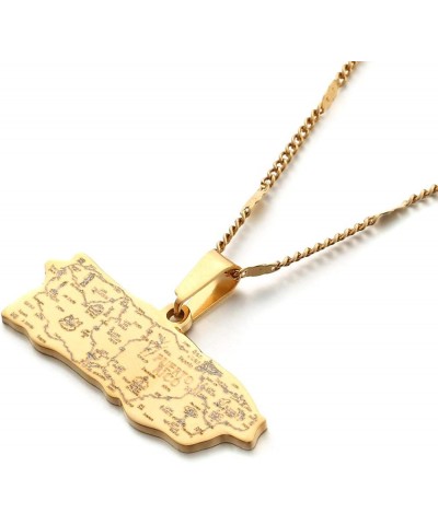 Stainless Steel Puerto Rico Map Pendant Necklaces Puerto Ricans Map Jewelry gold $7.29 Necklaces