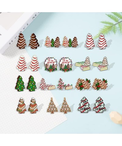 Cute Acrylic Christmas Tree Stud Earrings Chocolate Colorful Lanterns for Women Girls Winter Xmas Festive Merry Christmas Hol...