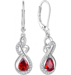 Infinity Dangle Drop Earrings Sterling Silver Twisted Leverback Earring Teardrop Birthstone Jewelry for Women 07-ruby-Jul $22...