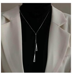 Silver Triangle Y Necklace Chain Long Triangle Lariat Necklace Adjustable Y Shape Necklace Minimalist Long Geometric Necklace...