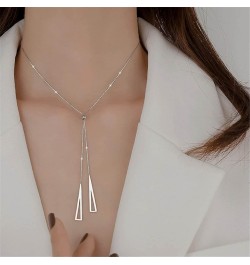 Silver Triangle Y Necklace Chain Long Triangle Lariat Necklace Adjustable Y Shape Necklace Minimalist Long Geometric Necklace...