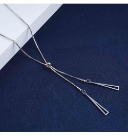 Silver Triangle Y Necklace Chain Long Triangle Lariat Necklace Adjustable Y Shape Necklace Minimalist Long Geometric Necklace...