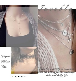 Silver Triangle Y Necklace Chain Long Triangle Lariat Necklace Adjustable Y Shape Necklace Minimalist Long Geometric Necklace...