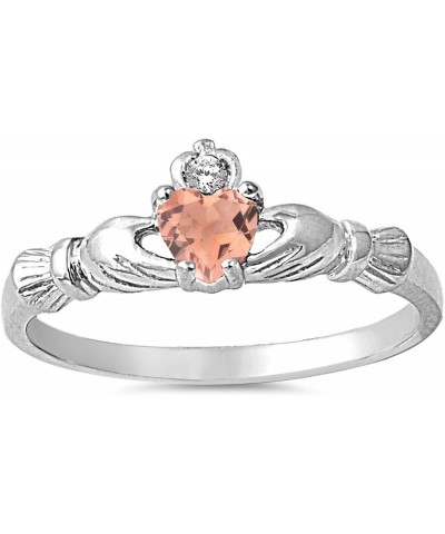 CHOOSE YOUR COLOR Sterling Silver Claddagh Heart Promise Ring Rose Natural Quartz $12.56 Rings