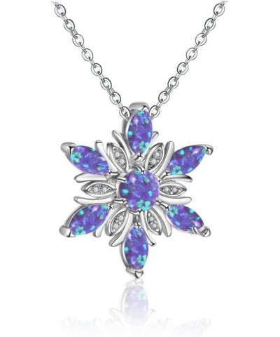 Created Opal Snowflake Pendant Necklace for Women Girls with Cubic Zirconia Snow Flower Christmas Jewelry Winter Gift purple ...