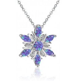 Created Opal Snowflake Pendant Necklace for Women Girls with Cubic Zirconia Snow Flower Christmas Jewelry Winter Gift purple ...