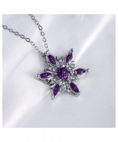 Created Opal Snowflake Pendant Necklace for Women Girls with Cubic Zirconia Snow Flower Christmas Jewelry Winter Gift purple ...