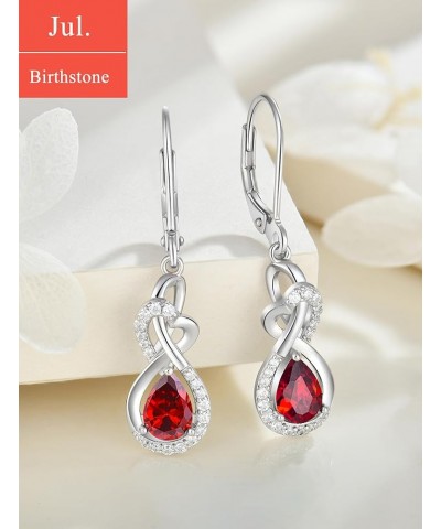 Infinity Dangle Drop Earrings Sterling Silver Twisted Leverback Earring Teardrop Birthstone Jewelry for Women 07-ruby-Jul $22...