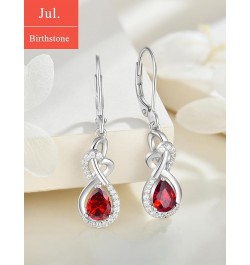 Infinity Dangle Drop Earrings Sterling Silver Twisted Leverback Earring Teardrop Birthstone Jewelry for Women 07-ruby-Jul $22...