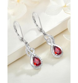 Infinity Dangle Drop Earrings Sterling Silver Twisted Leverback Earring Teardrop Birthstone Jewelry for Women 07-ruby-Jul $22...