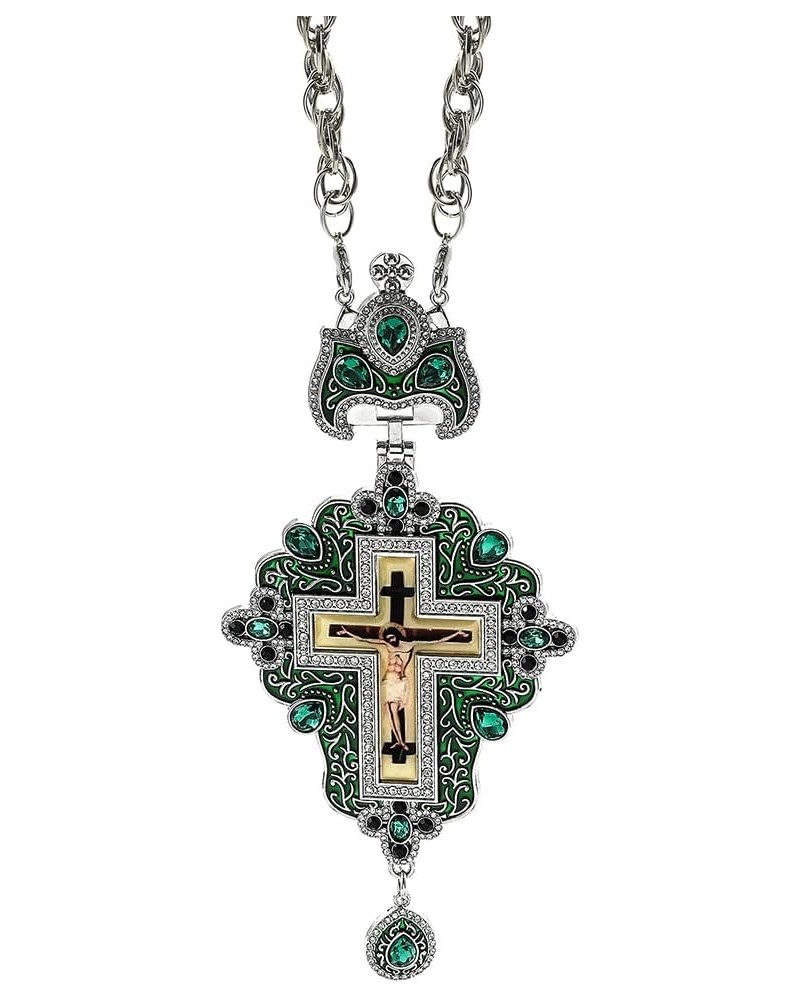 Religious Jesus Crucifix Jeweled Necklace - 18k Gold Plated Jeweled Virgin Mary Pectoral Cross Necklace Zircons Crystals Chri...