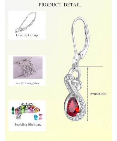 Infinity Dangle Drop Earrings Sterling Silver Twisted Leverback Earring Teardrop Birthstone Jewelry for Women 07-ruby-Jul $22...