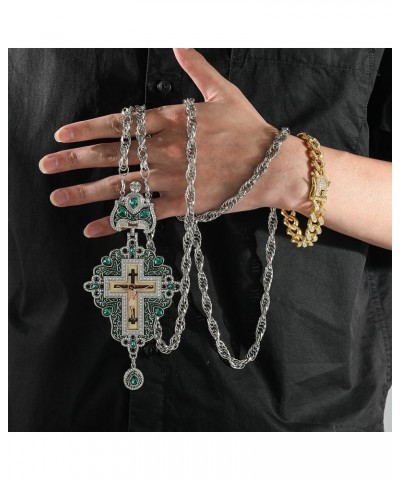 Religious Jesus Crucifix Jeweled Necklace - 18k Gold Plated Jeweled Virgin Mary Pectoral Cross Necklace Zircons Crystals Chri...