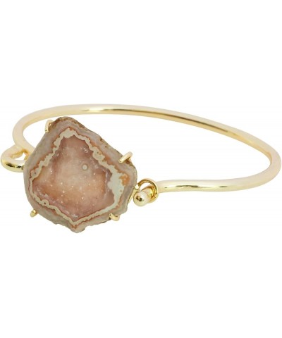 Cave Druzy Agate Geode Druzy Handmade Adjustable Gemstone Nature Agate Stone Bangle Bracelet ORANGE $9.88 Bracelets